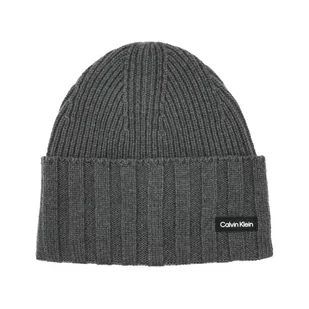 Calvin Klein Wełniana czapka ELEVATED RIB BEANIE - Czapki męskie - miniaturka - grafika 1