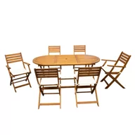 Meble ogrodowe - Zestaw mebli Moreno 6-osobowy brązowy poduszki mix kolorów - miniaturka - grafika 1