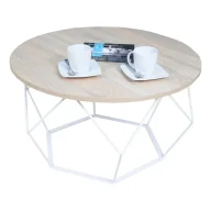 Ławy i stoliki kawowe - Stolik kawowy z białym stelażem dąb sonoma K0-B40 - miniaturka - grafika 1