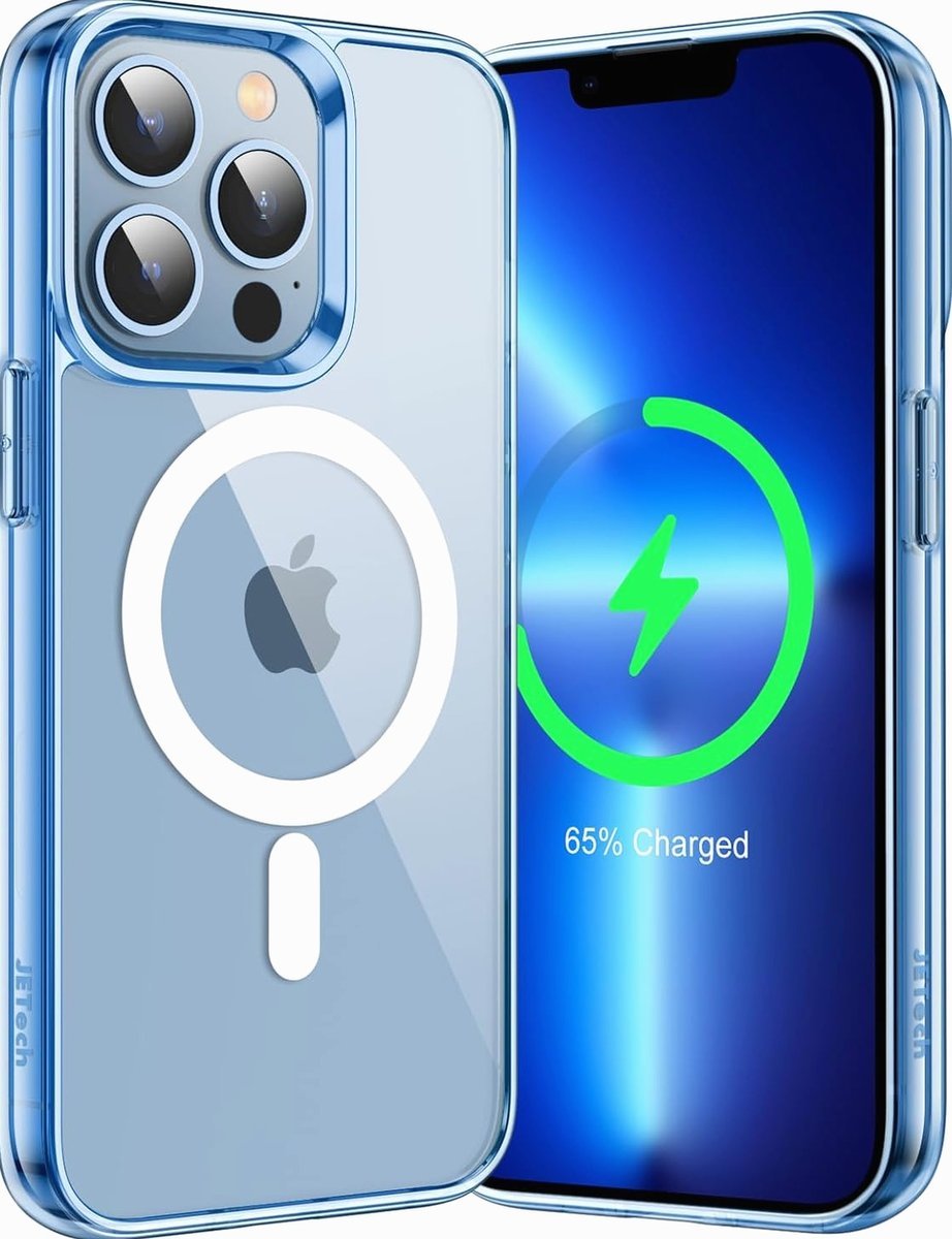 JETech Magnetyczna Etui dla iPhone 13 Pro Max 6,7 Cala Kompatybilny z MagSafe Bezprzewodowy Ładowanie, Odporny Wstrząsy Case, Przezroczysty Tył, Odp..