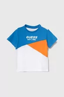 Koszulki dla chłopców - Guess t-shirt bawełniany dziecięcy kolor niebieski wzorzysty - miniaturka - grafika 1