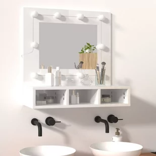 Lumarko Szafka z lustrem i LED, biała z połyskiem, 60x31,5x62 cm - Toaletki - miniaturka - grafika 13