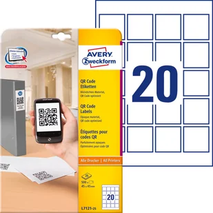 Avery Zweckform Etykiety do QR kodów Zweckform 45 x 45 mm, 20 etykiet/a4 ZW296 - Etykiety do drukarek - miniaturka - grafika 5