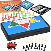 Gry planszowe - Jokomisiada Zestaw gier 3w1 szachy warcaby chińczyk MAGNETYCZNE strategiczna GR0676 - miniaturka - grafika 1