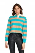 Koszulki i topy damskie - WRANGLER CROPPED POLO CARRIBEAN SEA W7Q3GSB13 S - miniaturka - grafika 1