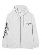 Bluzy męskie - Tommy Jeans Męska bluza z kapturem TJM Plus Reg Entry Zip Thru, Srebrny szary Htr, 4XL - miniaturka - grafika 1
