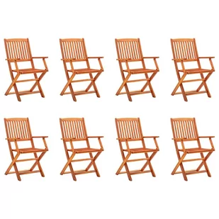 vidaXL Składane krzesła ogrodowe, 8 szt., lite drewno eukaliptusowe - Fotele i krzesła ogrodowe - miniaturka - grafika 1