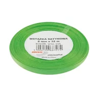 Pasmanteria - Brewis Wstążka dekoracyjna satynowa 6mmx32m zielona 115 - miniaturka - grafika 1