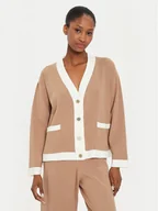 Swetry damskie - Kontatto Kardigan 3M0258 Brązowy Regular Fit - miniaturka - grafika 1