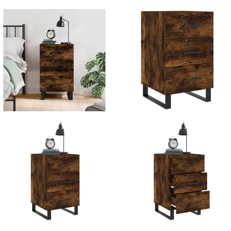 vidaXL Szafka nocna dąb wędzony 40x40x66 cm materiał drewnopochodny - Szafka nocna - Szafki nocne - Szafa - Szafka nocna
