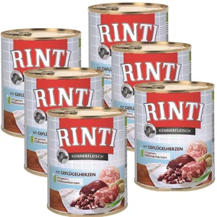 Rinti Kennerfleisch Geflugelherzen karma mokra dla psa - serca drobiowe 6x800g - Mokra karma dla psów - miniaturka - grafika 1