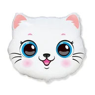 Balony i akcesoria - BALON KOTEK GŁOWA BIAŁY 22'' 55cm - miniaturka - grafika 1