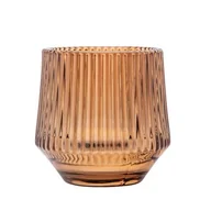 Świeczniki - Świecznik szklany prążkowany 7 x 7 x 8 cm brązowy - miniaturka - grafika 1