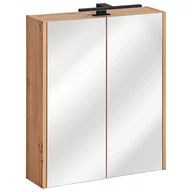 Szafki łazienkowe - Wisząca szafka z lustrem 60 cm Dąb CAMMY - miniaturka - grafika 1