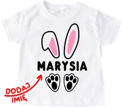 Koszulki dla dziewczynek - Koszulki do przedszkola z imieniem na dzień zajączka - uszka zajączka - miniaturka - grafika 1