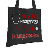 Torby i wózki na zakupy - Torba Bawełniana dla Pielęgniarki Czarna Prezent ekologiczna Trwały Nadruk - miniaturka - grafika 1