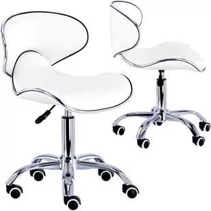 Taboret kosmetyczny oparciem wygodny biały curved - Meble modułowe i akcesoria - miniaturka - grafika 1