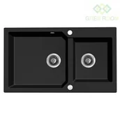 Zlewozmywaki - Laveo Milos - zlewozmywak 2-komorowy Czarny Monokolor Granit - miniaturka - grafika 1