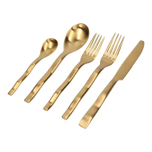 Zestaw sztućców 5 elementów z falą złoty matowy - Syropy i koncentraty owocowe - miniaturka - grafika 1