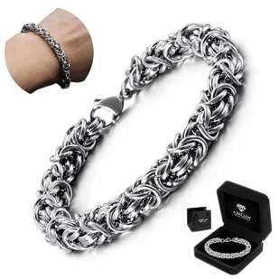 Męska BRANSOLETKA SREBRNA 7mm GRUBA OKRĄGŁA Królewski Splot DIAMENTOWANY - Bransolety męskie - miniaturka - grafika 1