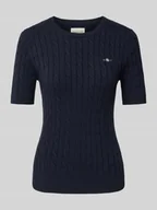 Swetry damskie - T-shirt z imitacji dzianiny - miniaturka - grafika 1