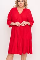 Sukienki - Czerwona Sukienka brokatowa KLENI - Tono - miniaturka - grafika 1