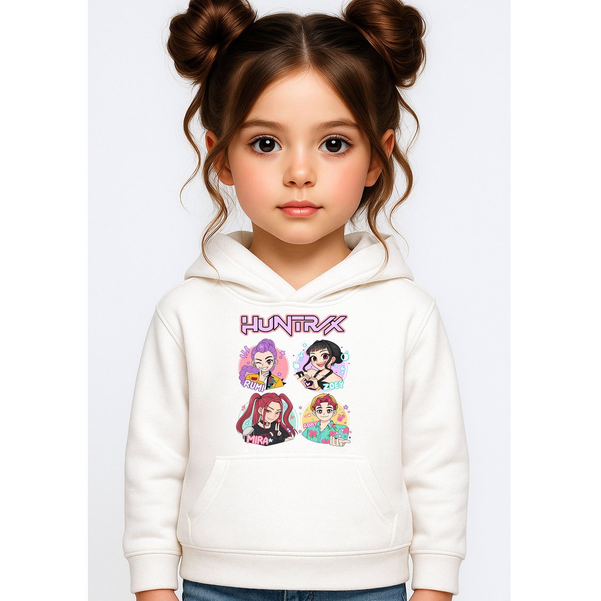 BLUZA DZIECIĘCA K-POPOWE ŁOWCZYNIE DEMONÓW HUNTRIX 122-128 Z KAPTUREM