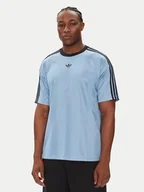 Koszulki męskie - adidas T-Shirt adicolor Jacquard JW5879 Błękitny Loose Fit - miniaturka - grafika 1