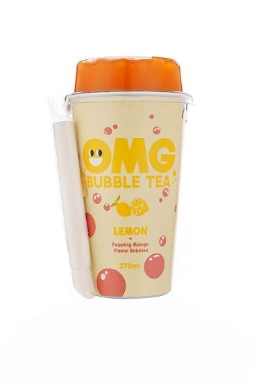 OMG Bubble Tea Napój bezalkoholowy o smaku Cytryna i mango z ekstraktem herbaty 270 ml