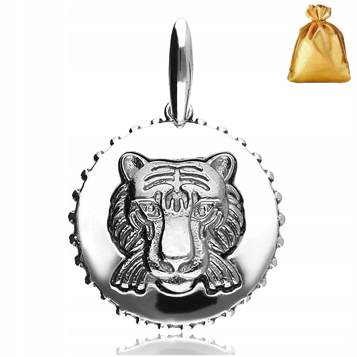 Srebrna Męska Oksydowana Zawieszka Wisiorek Lew Srebro Pr. 925 Na Prezent