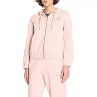 Bluzy damskie - Armani Exchange Damska bluza z kapturem z polaru, z logo, z zamkiem błyskawicznym, Rosa, S - miniaturka - grafika 1
