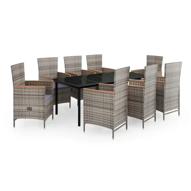 Zestaw mebli ogrodowych rattan PE 200x100x74cm szaro-czarny