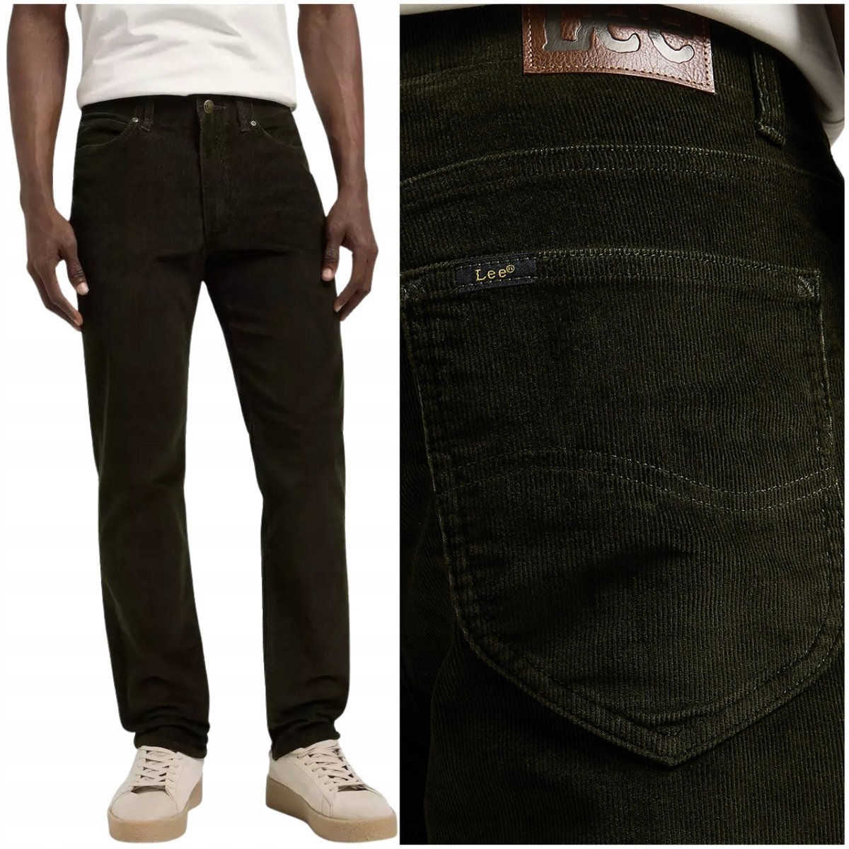 Lee SLIM FIT MVP Extreme Motion dopasowane wygodne spodnie sztruksy W36 L32