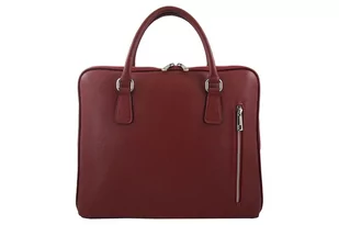 Skórzana torba na laptopa Casual - Czerwona - Barberini's - Teczki i aktówki - miniaturka - grafika 1