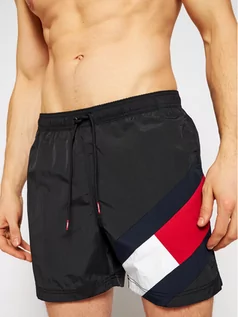 Kąpielówki męskie - Tommy Hilfiger Szorty kąpielowe Sf Medium Drawstring UM0UM02048 Czarny Slim Fit - grafika 1