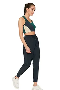 Trendyol Czarny Materiał Spadochronowy Szczegółowy Luźny Jogger Sport Tracksuit Damskie Spodnie dresowe, Granatowy, S - Spodnie damskie - miniaturka - grafika 1