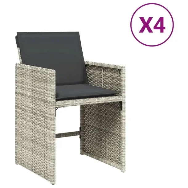 4x Krzesło Ogrodowe Z Poduszką Stabilne Rattan Na Taras Balkon Ogród