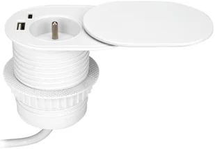 Gniazdo meblowe ?6cm, wpuszczane w blat z przesuwną pokrywką, ładowarką USB i przewodem 1,9m, 1x2P+Z French, 2xUSB typ A+C; P - Gniazdka elektryczne - miniaturka - grafika 1