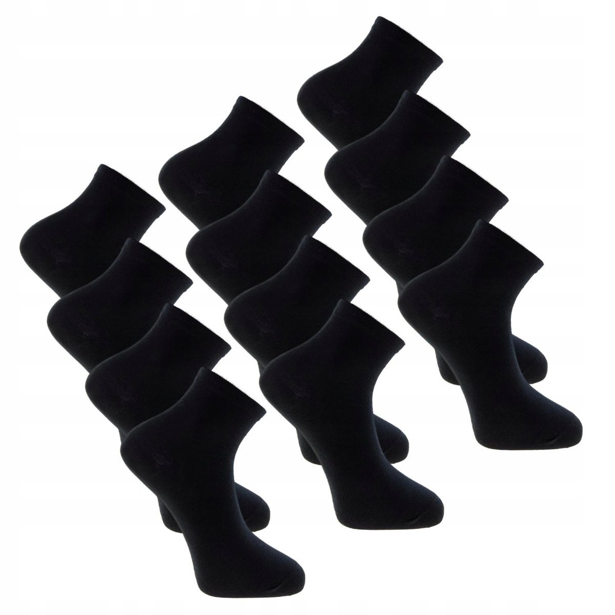 SKARPETKI 3/4 Czarne Bawełniane DAMSKIE 12Pak r. 38-41