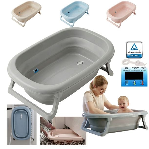 Wanienka Składana Duża Dla Dzieci Polska Wanna Korek Termometr 3w1 Bpa Free