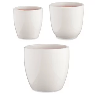 Zestaw doniczek ceramicznych, okrągłych, zwężana podstawa, 3 sztuki - Donice - miniaturka - grafika 1