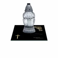 Lampiony i znicze - SZKLANA PODSTAWKA POD ZNICZE 40x40cm 490h + napis - miniaturka - grafika 1