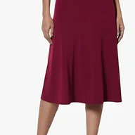 Spódnice - TEMU Kadzidła w Kolorze Bordowym z Wysokim Stanem dla Kobiet - Casualowa Spódnica A-Linia, Pranie Maszynowe, Moda na Wiosnę/Jesień, Jednolity , - miniaturka - grafika 1