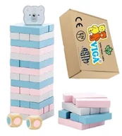 Zabawki sensoryczne - Drewniane Zabawki Gry SENSoryczne WIEŻA Z MIŚKIEM układanka klocki DREWNO Viga 3+ montessori - miniaturka - grafika 1