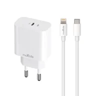 Ładowarki do telefonów - Maxlife ładowarka sieciowa PD QC MXTC-06-20C 1x USB-C 20W biała + kabel USB-C - Lightning 20W - miniaturka - grafika 1