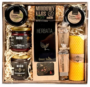Kosz Prezentowy Z Herbatą I Produktami Miodowymi Premium - Zestawy upominkowe - miniaturka - grafika 1