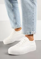 Trampki damskie - Białe Klasyczne Trampki na Grubej Podeszwie Mepone - miniaturka - grafika 1