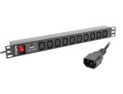 Huby USB - lanberg Lanberg Zasilacz sieciowy, czarny, rozmiar uniwersalny PDU-10I-0200-IEC-BK - miniaturka - grafika 1