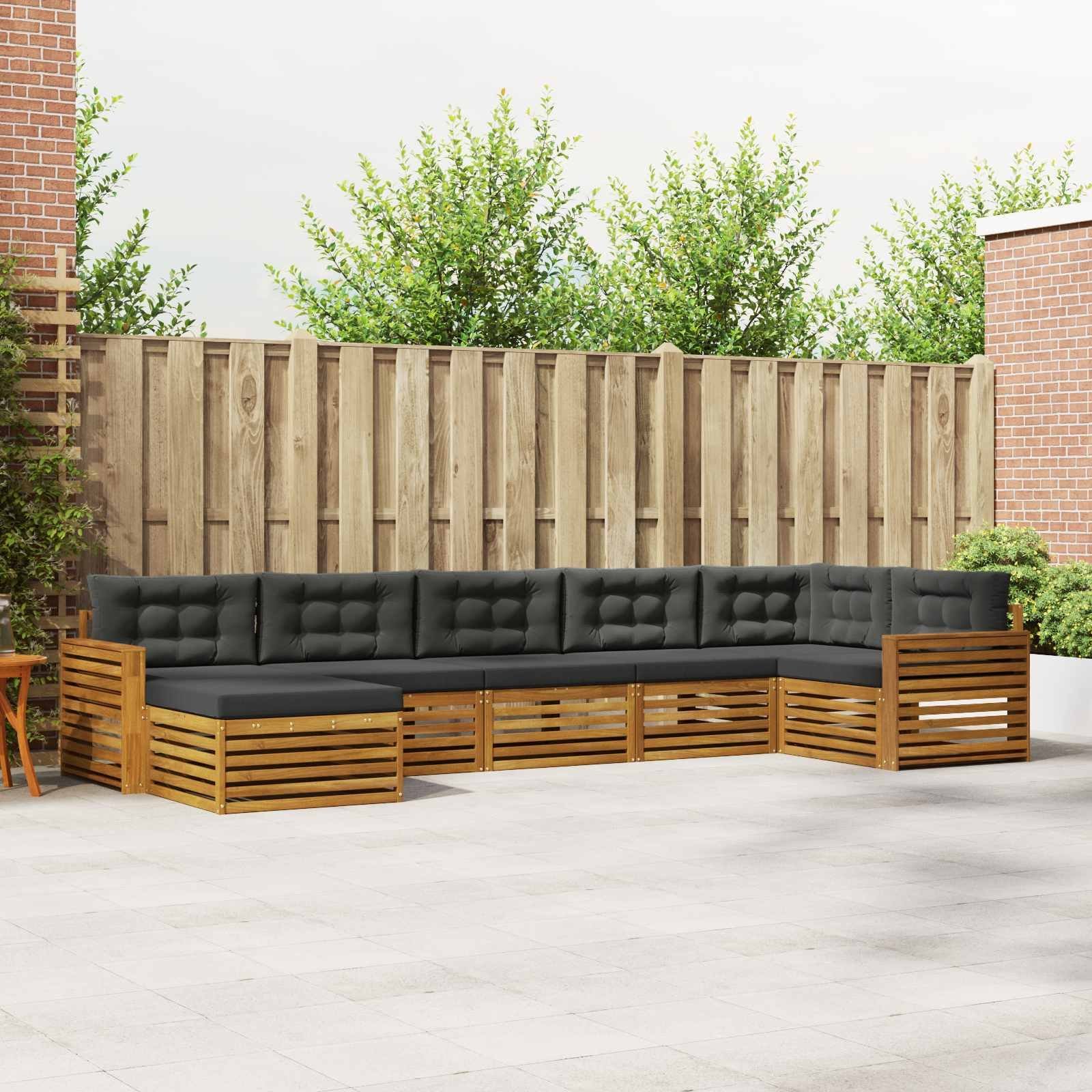 vidaXL Zestawy sof 7 pcs i Antracytowy Lite Drewno Akacji