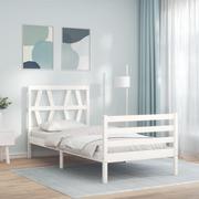 Łóżka - Rama łóżka z wezgłowiem, biała, lite drewno Lumarko! - miniaturka - grafika 1